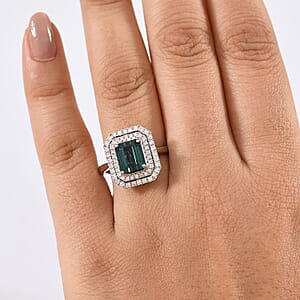 Certified & Appraised Rhapsody AAAA Monte Belo Indicolite and E-F VS Diamond 3.85 ctw Ring in 950 Platinum (Size 8.0) 7.22 Grams