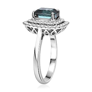 Certified & Appraised Rhapsody AAAA Monte Belo Indicolite and E-F VS Diamond 3.85 ctw Ring in 950 Platinum (Size 8.0) 7.22 Grams