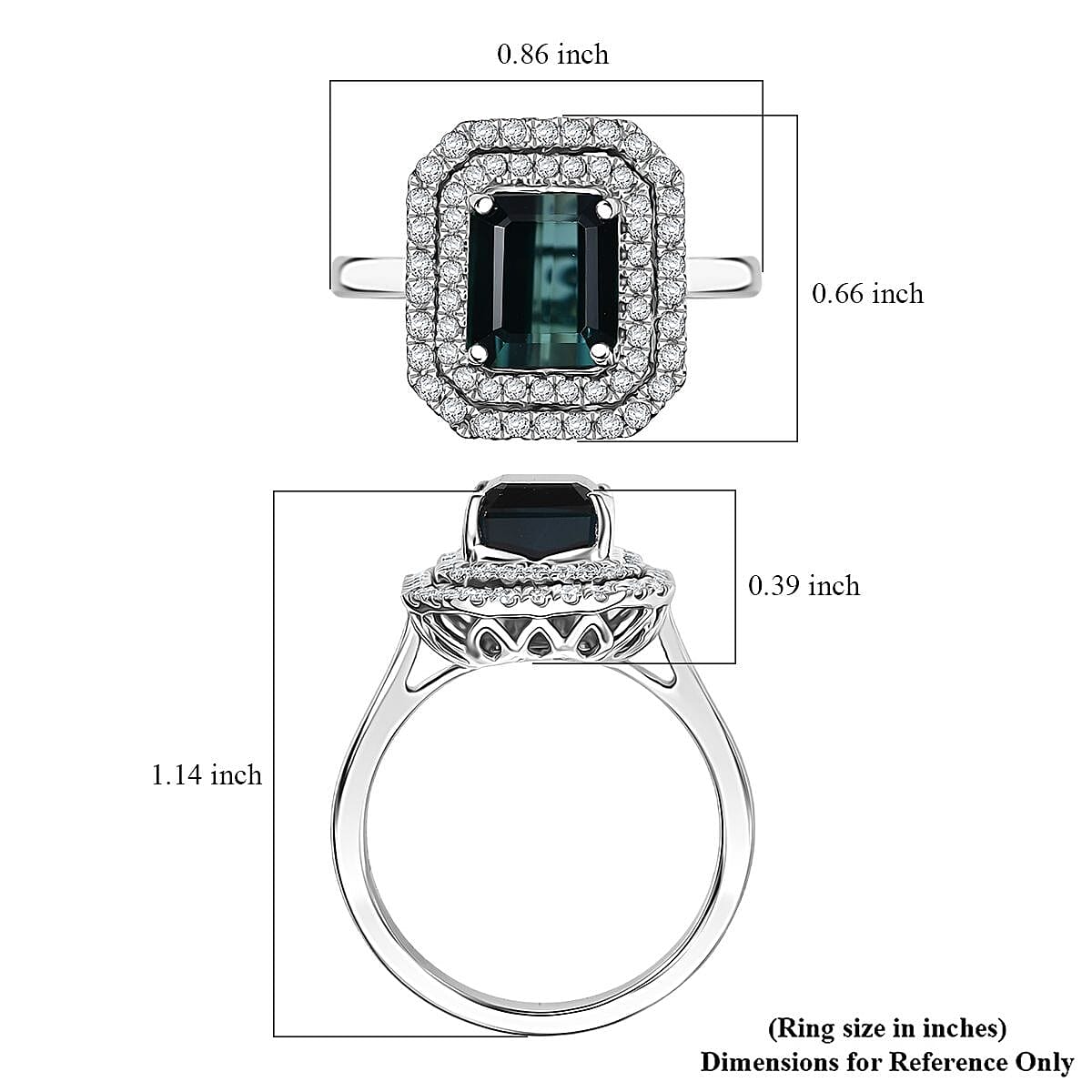 Certified & Appraised Rhapsody AAAA Monte Belo Indicolite and E-F VS Diamond 3.85 ctw Ring in 950 Platinum (Size 8.0) 7.22 Grams image number 5