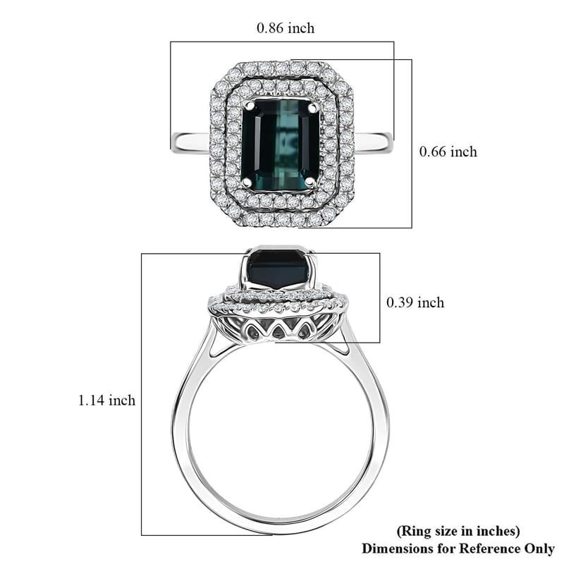 Certified & Appraised Rhapsody AAAA Monte Belo Indicolite and E-F VS Diamond 3.85 ctw Ring in 950 Platinum (Size 8.0) 7.22 Grams