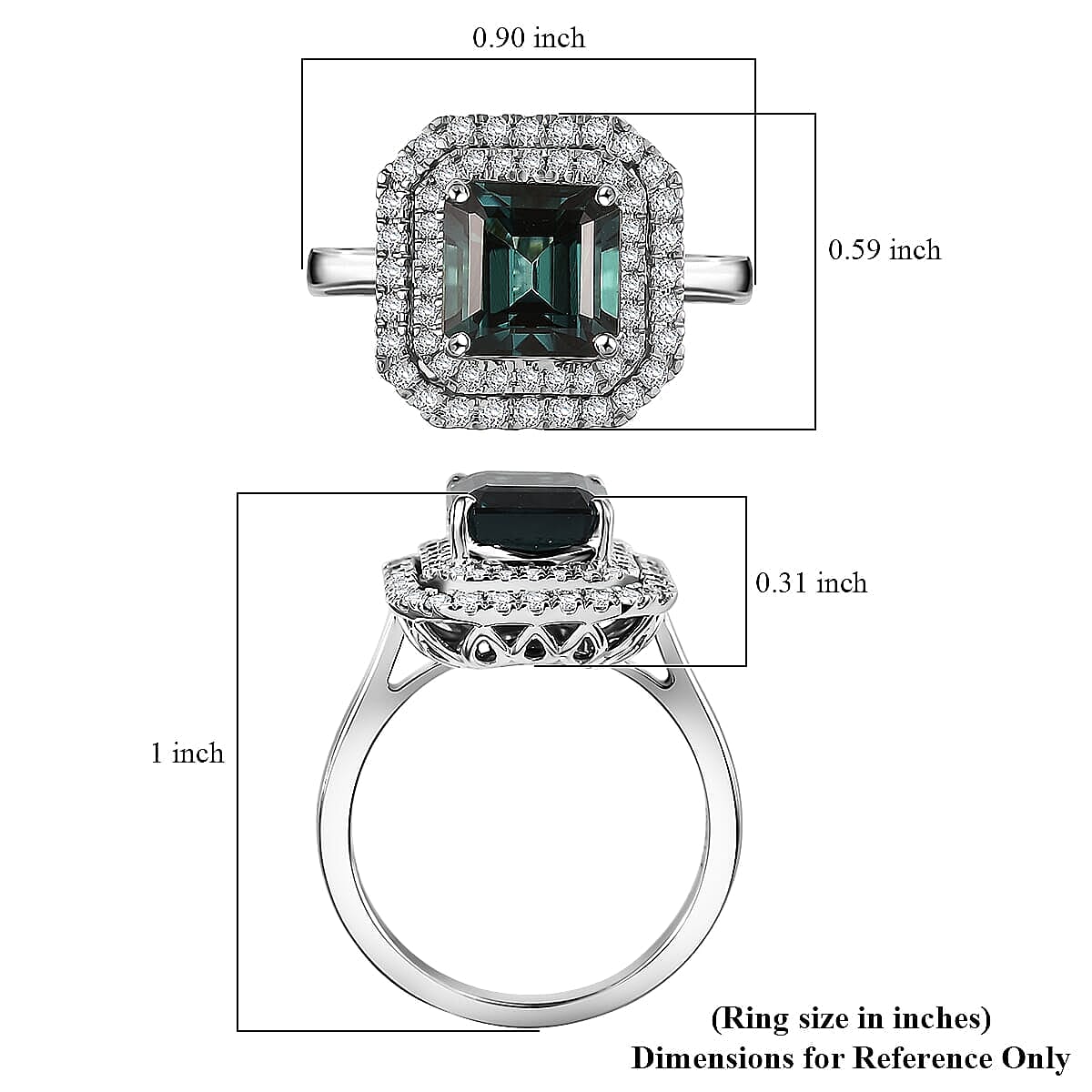 Certified & Appraised Rhapsody 950 Platinum AAAA Monte Belo Indicolite, Diamond (E-F, VS) (0.61 cts) Ring (Size 9.0) (7.22 g) 3.85 ctw