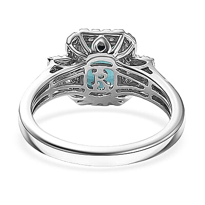 Certified & Appraised Rhapsody AAAA Monte Belo Indicolite and E-F VS Diamond 2.02 ctw Ring in 950 Platinum (Size 11.0) 6.05 Grams