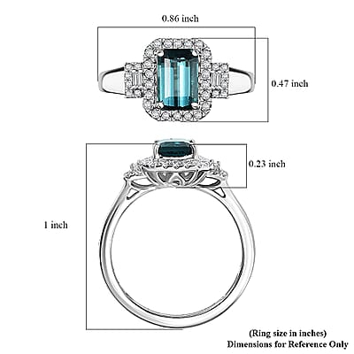 Certified & Appraised Rhapsody AAAA Monte Belo Indicolite and E-F VS Diamond 2.02 ctw Ring in 950 Platinum (Size 12.0) 6.05 Grams