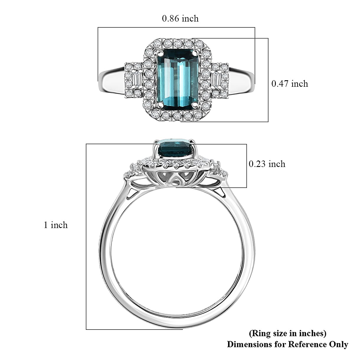 Certified & Appraised Rhapsody AAAA Monte Belo Indicolite and E-F VS Diamond 2.02 ctw Ring in 950 Platinum (Size 7.0) 6.05 Grams image number 5