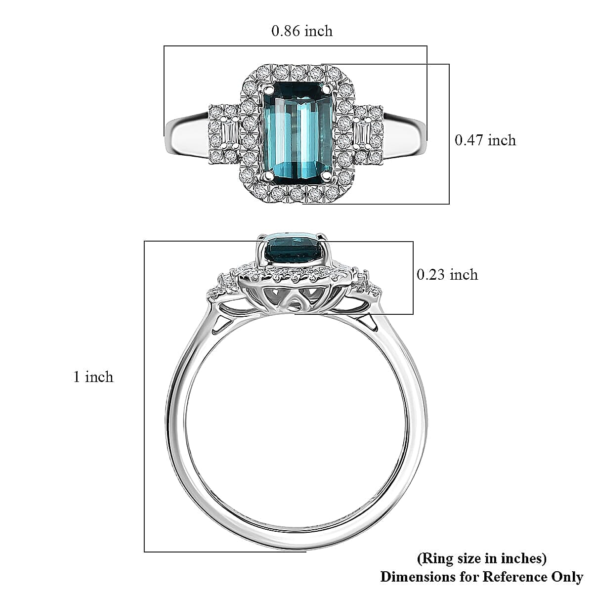Certified & Appraised Rhapsody AAAA Monte Belo Indicolite and E-F VS Diamond 2.02 ctw Ring in 950 Platinum (Size 7.5) 6.05 Grams image number 5