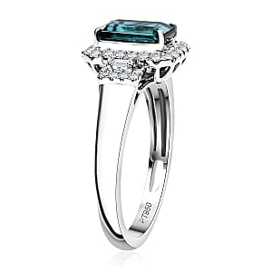 Certified & Appraised Rhapsody AAAA Monte Belo Indicolite and E-F VS Diamond 2.02 ctw Ring in 950 Platinum (Size 8.0) 6.05 Grams