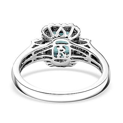 Certified & Appraised Rhapsody AAAA Monte Belo Indicolite and E-F VS Diamond 2.02 ctw Ring in 950 Platinum (Size 8.0) 6.05 Grams