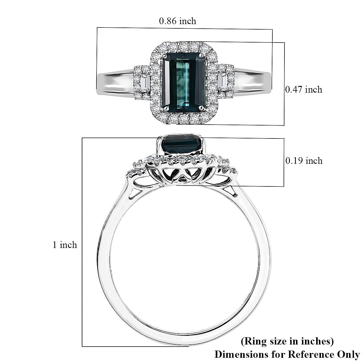 Certified & Appraised Rhapsody AAAA Monte Belo Indicolite and E-F VS Diamond 2.02 ctw Ring in 950 Platinum (Size 8.0) 6.05 Grams image number 5