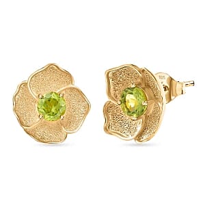 Peridot Floral 1.20 ctw Earrings in Goldtone