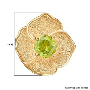 Peridot Floral 1.20 ctw Earrings in Goldtone