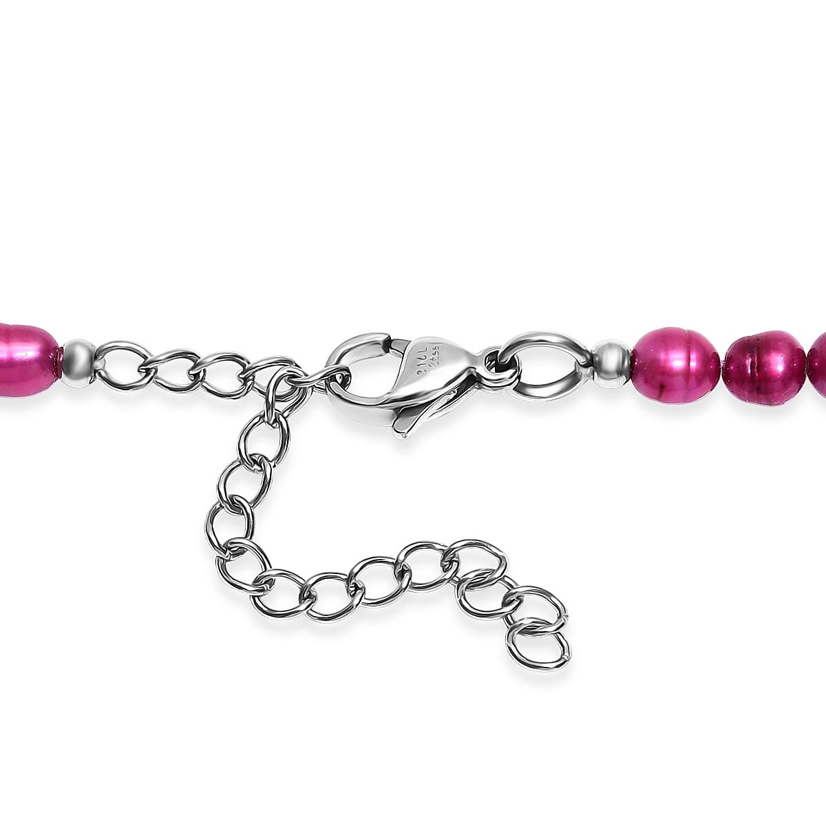 Freshwater Pearl and Pink Dyed Freshwater Pearl Necklace in Stainless Steel 18 Inches image number 4