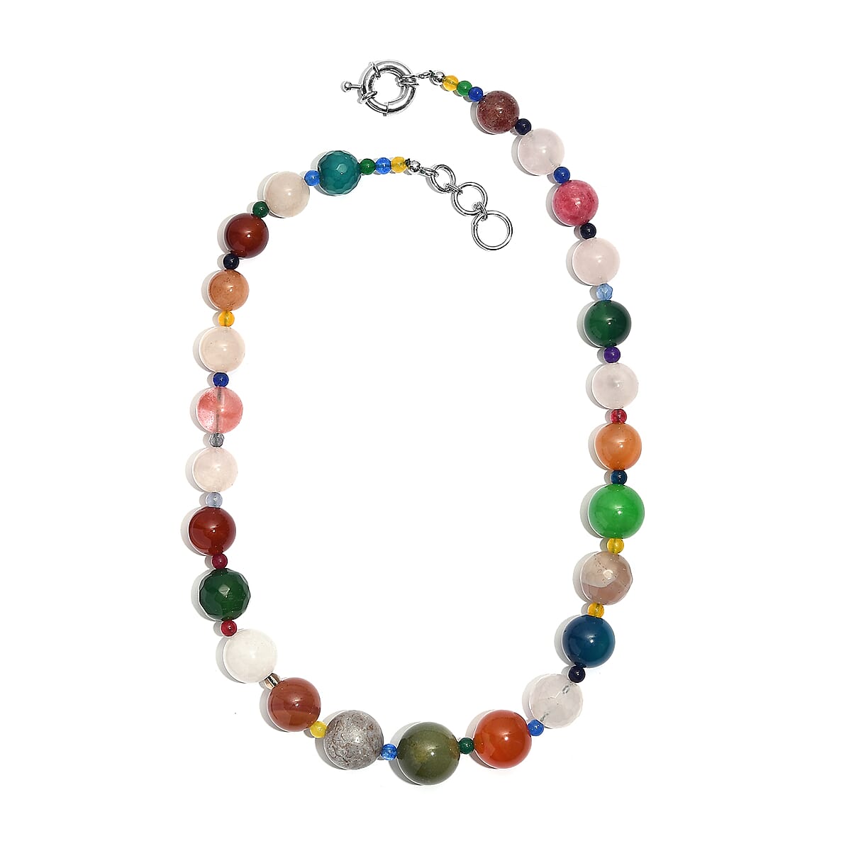 Multi Gemstone 400.00 ctw Beaded Necklace in Platinum Bond 18 Inches image number 3