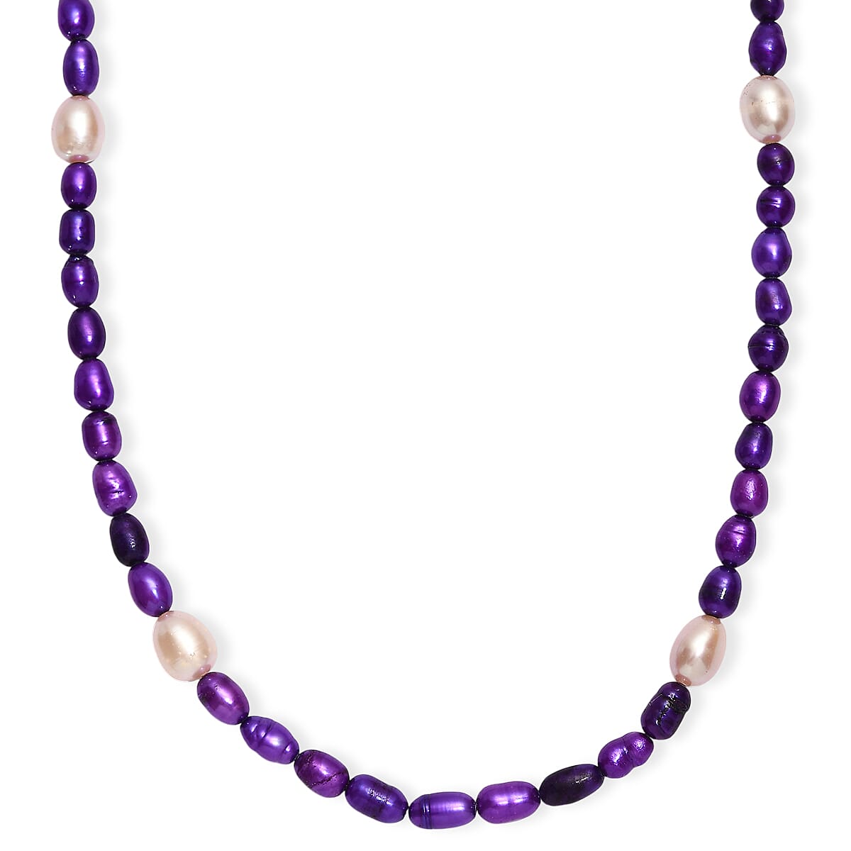 Freshwater Pearl and Pink Dyed Drusy Necklace in Stainless Steel 18 Inches image number 0