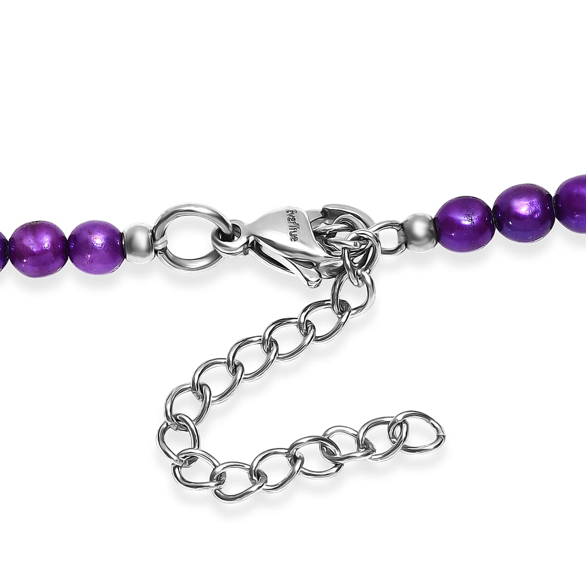 Freshwater Pearl and Pink Dyed Drusy Necklace in Stainless Steel 18 Inches image number 4