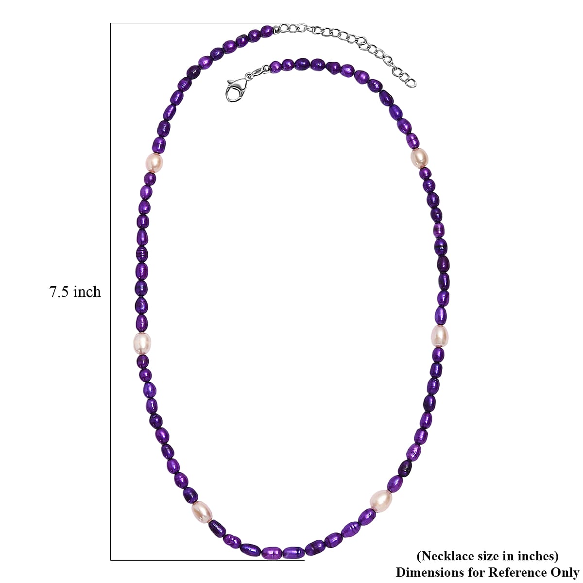 Freshwater Pearl and Pink Dyed Drusy Necklace in Stainless Steel 18 Inches image number 5