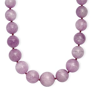 D'Joy Premium Kunzite 580.00 ctw Beaded Necklace in Rhodium Over Sterling Silver 18 Inches