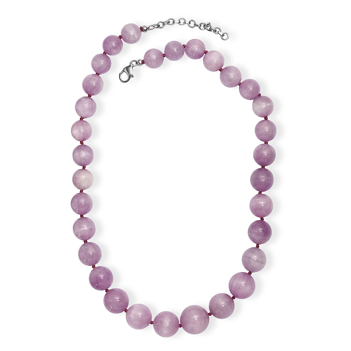 D'Joy Premium Kunzite 580.00 ctw Beaded Necklace in Rhodium Over Sterling Silver 18 Inches image number 3