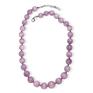 D'Joy Premium Kunzite 580.00 ctw Beaded Necklace in Rhodium Over Sterling Silver 18 Inches