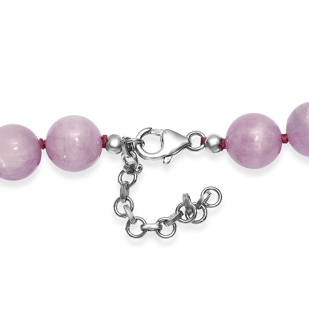 D'Joy Premium Kunzite 580.00 ctw Beaded Necklace in Rhodium Over Sterling Silver 18 Inches image number 4