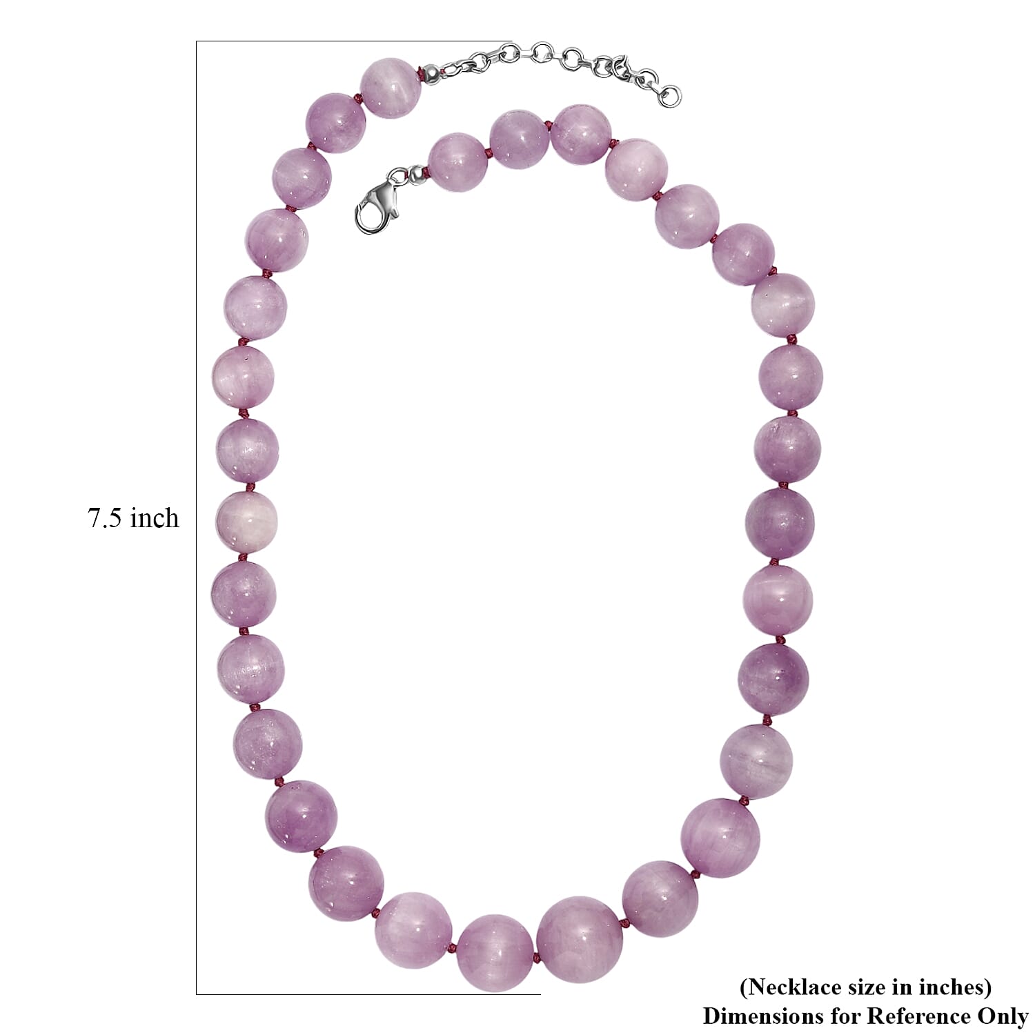 D'Joy Premium Kunzite 580.00 ctw Beaded Necklace in Rhodium Over Sterling Silver 18 Inches