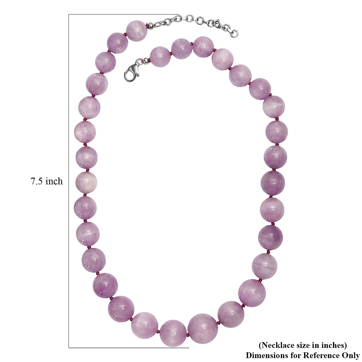 D'Joy Premium Kunzite 580.00 ctw Beaded Necklace in Rhodium Over Sterling Silver 18 Inches image number 5