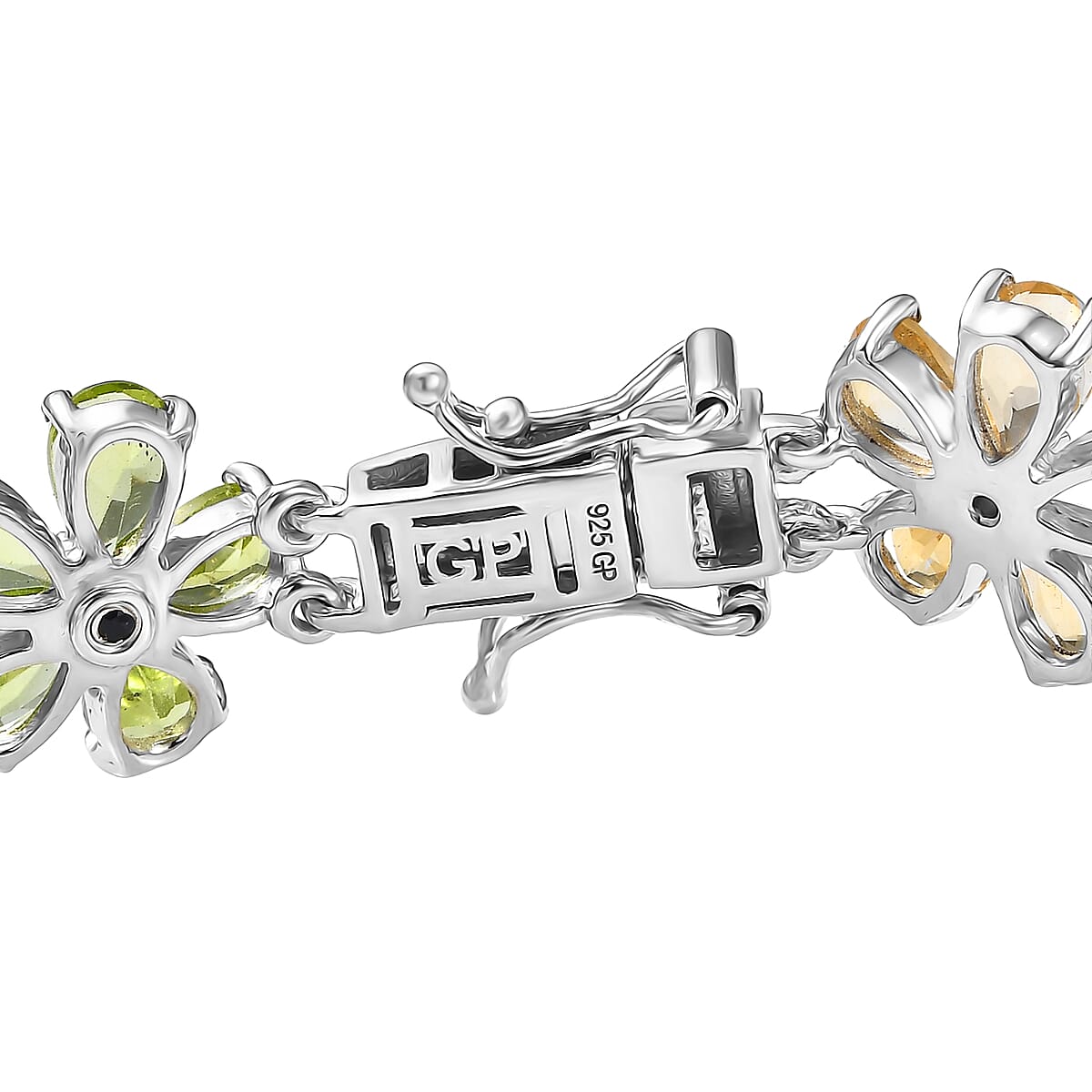 GP Italian Garden Collection Multi Gemstone 22.35 ctw Lantana Flower Bracelet in Rhodium Over Sterling Silver (7.25 In) image number 3