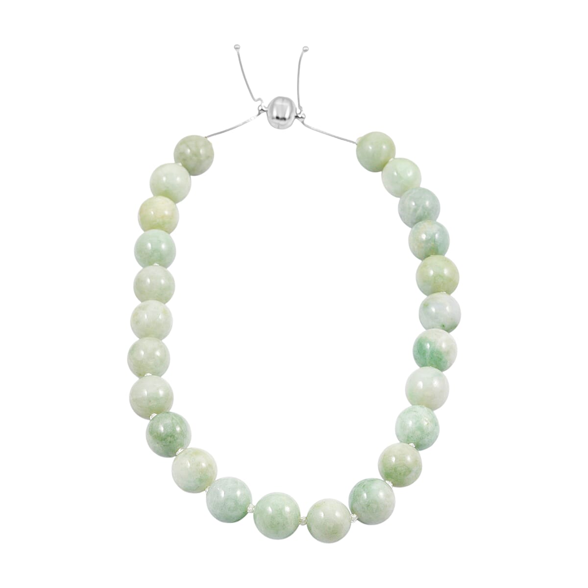 Natural Jade 875.00 ctw Beaded Knotted Necklace in Rhodium Over Sterling Silver (18-22 Inches) image number 3