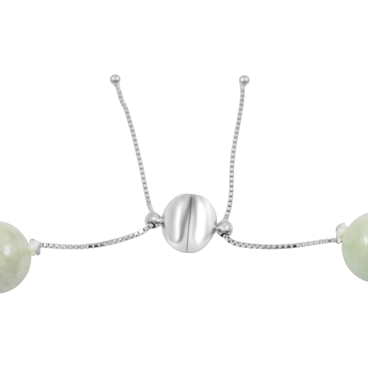 Natural Jade 875.00 ctw Beaded Knotted Necklace in Rhodium Over Sterling Silver (18-22 Inches)