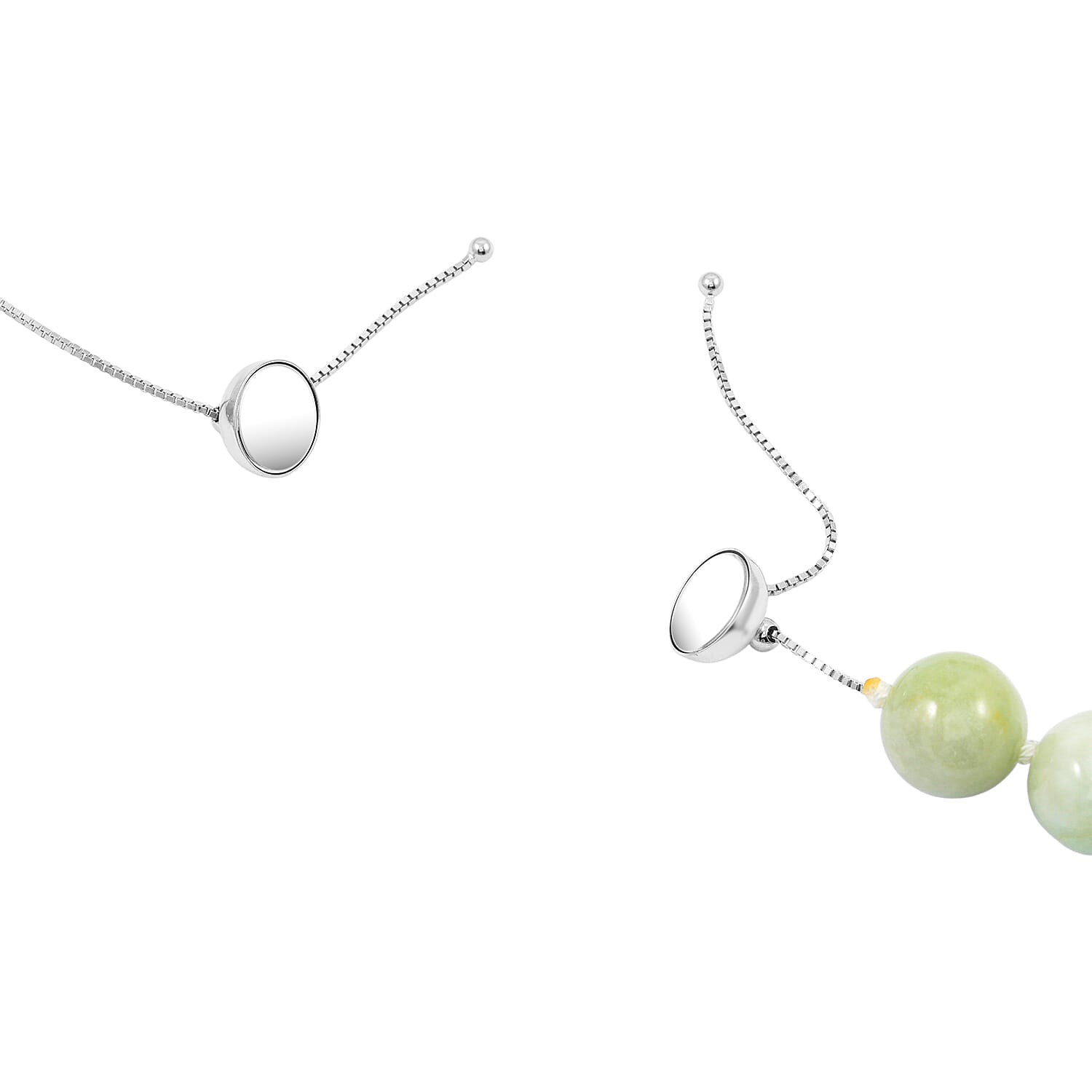Natural Jade 875.00 ctw Beaded Knotted Necklace in Rhodium Over Sterling Silver (18-22 Inches)