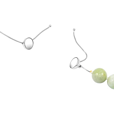 Natural Jade 875.00 ctw Beaded Knotted Necklace in Rhodium Over Sterling Silver (18-22 Inches)