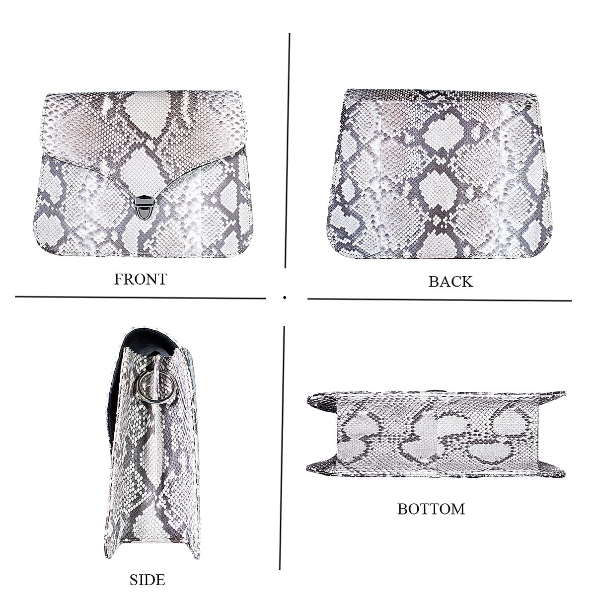 Grand Pelle Natural Genuine Python Leather Flap Bag with Shoulder Strap image number 3