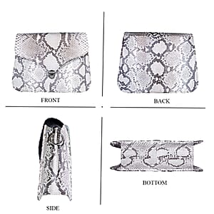 Grand Pelle Natural Genuine Python Leather Flap Bag with Shoulder Strap