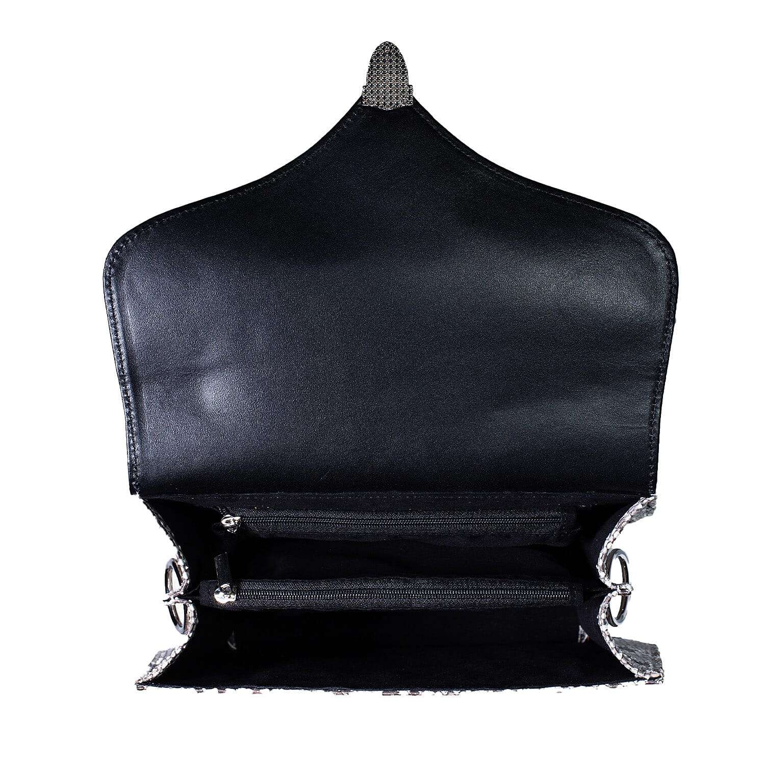 Grand Pelle Natural Genuine Python Leather Flap Bag with Shoulder Strap