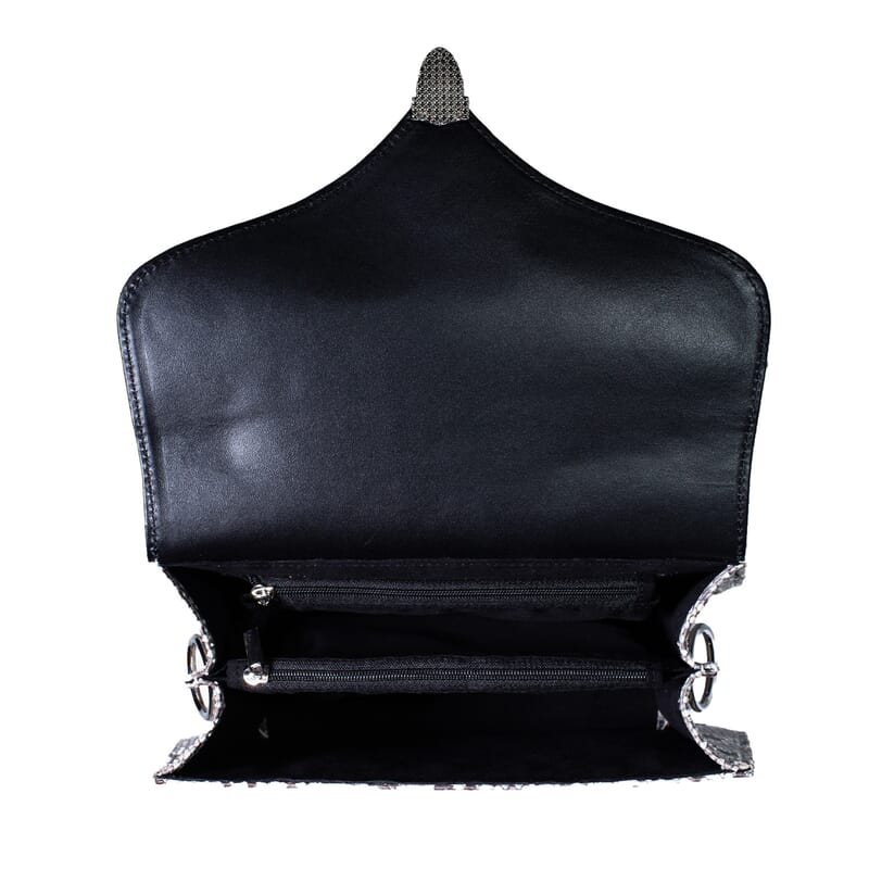 Grand Pelle Natural Genuine Python Leather Flap Bag with Shoulder Strap