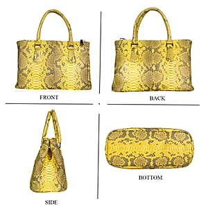 The Grand Pelle Handcrafted Gold Genuine Python Leather Satchel Bag