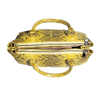The Grand Pelle Handcrafted Gold Genuine Python Leather Satchel Bag