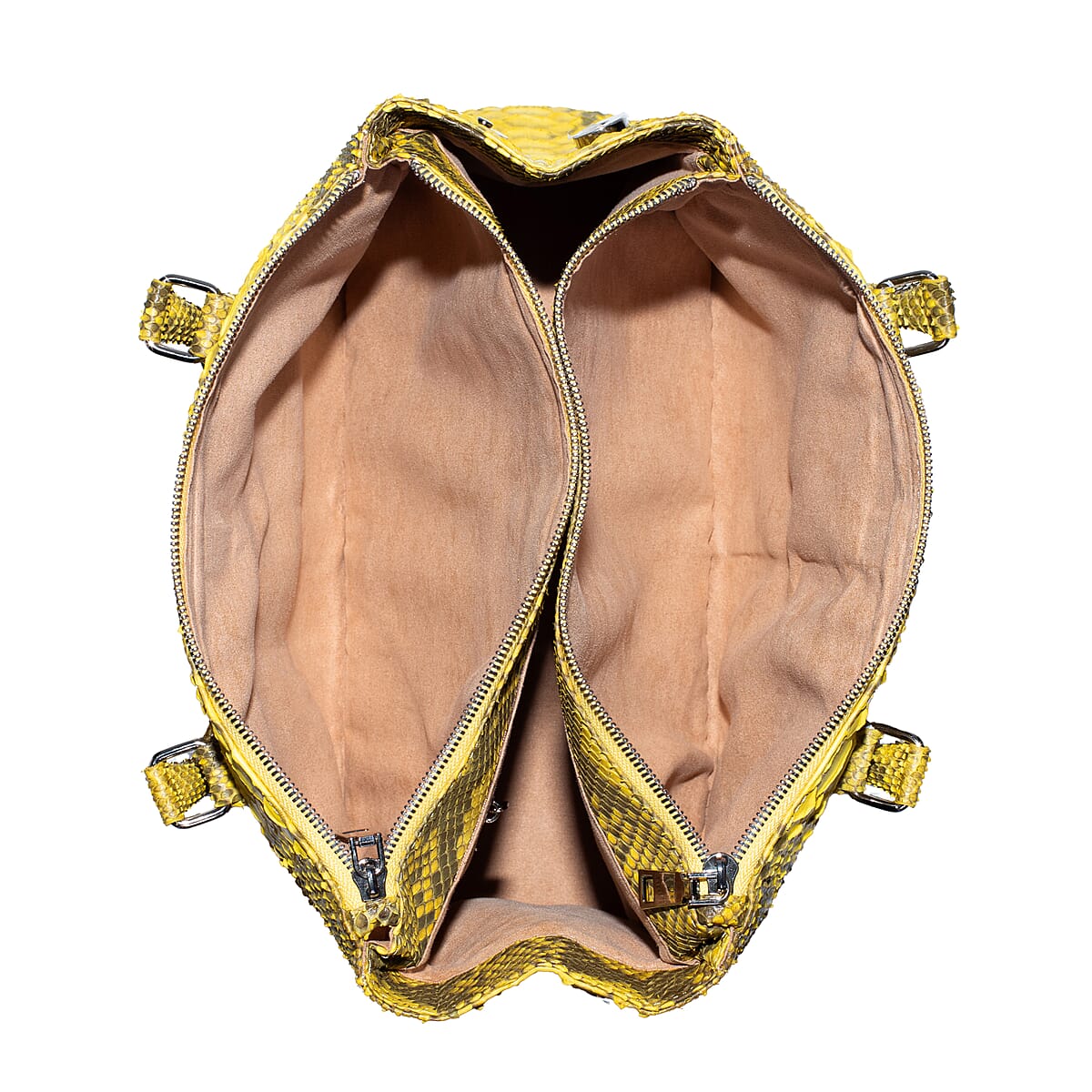 The Grand Pelle Handcrafted Gold Genuine Python Leather Satchel Bag image number 6