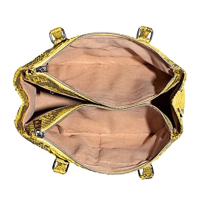 The Grand Pelle Handcrafted Gold Genuine Python Leather Satchel Bag
