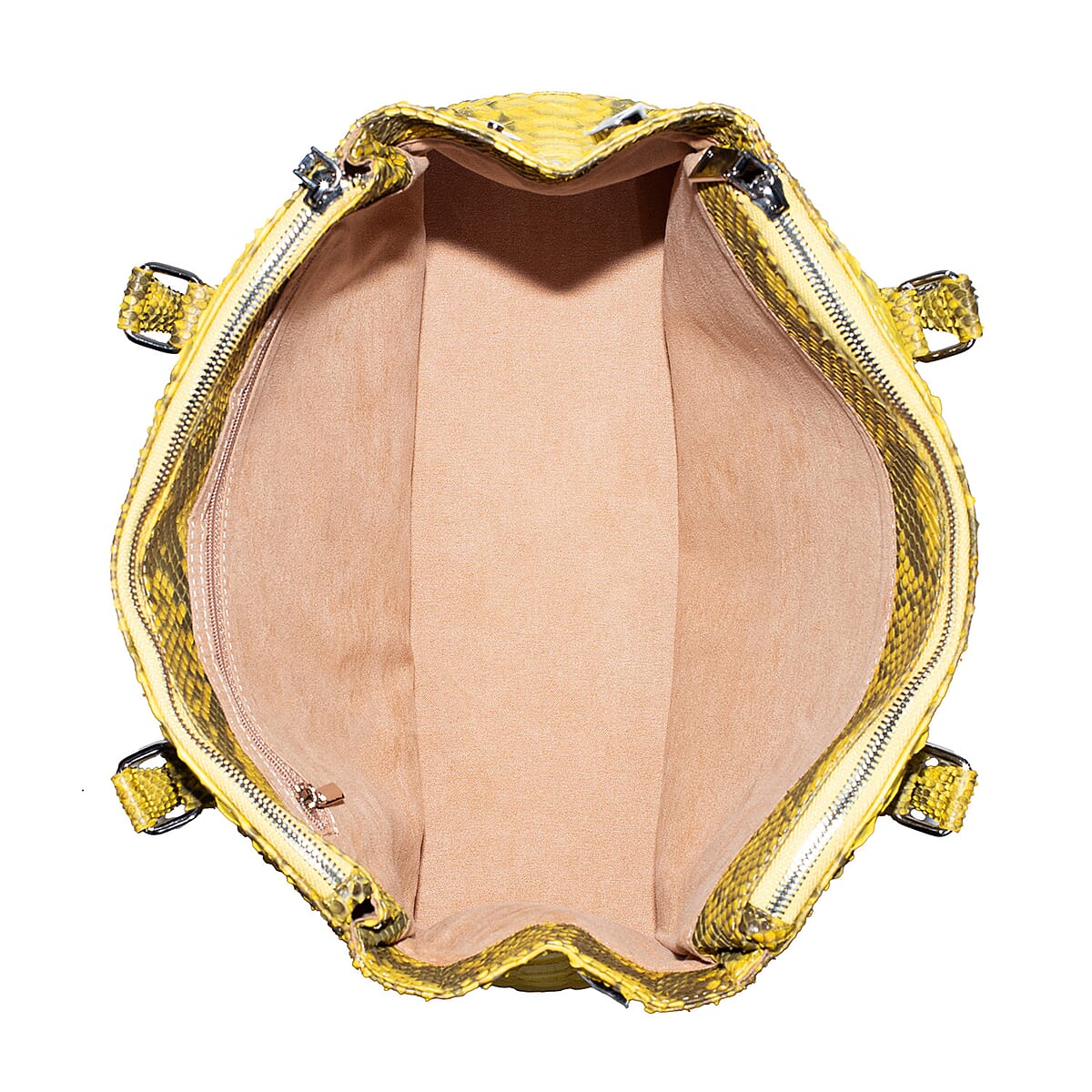 The Grand Pelle Handcrafted Gold Genuine Python Leather Satchel Bag image number 7