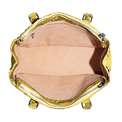 The Grand Pelle Handcrafted Gold Genuine Python Leather Satchel Bag
