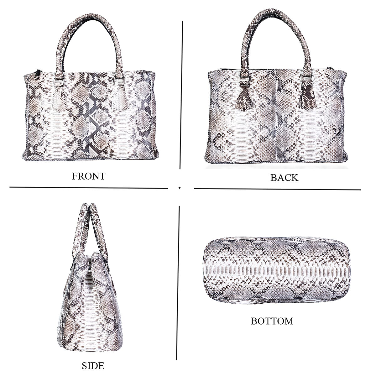 The Grand Pelle Handcrafted Natural Genuine Python Leather Satchel Bag image number 3