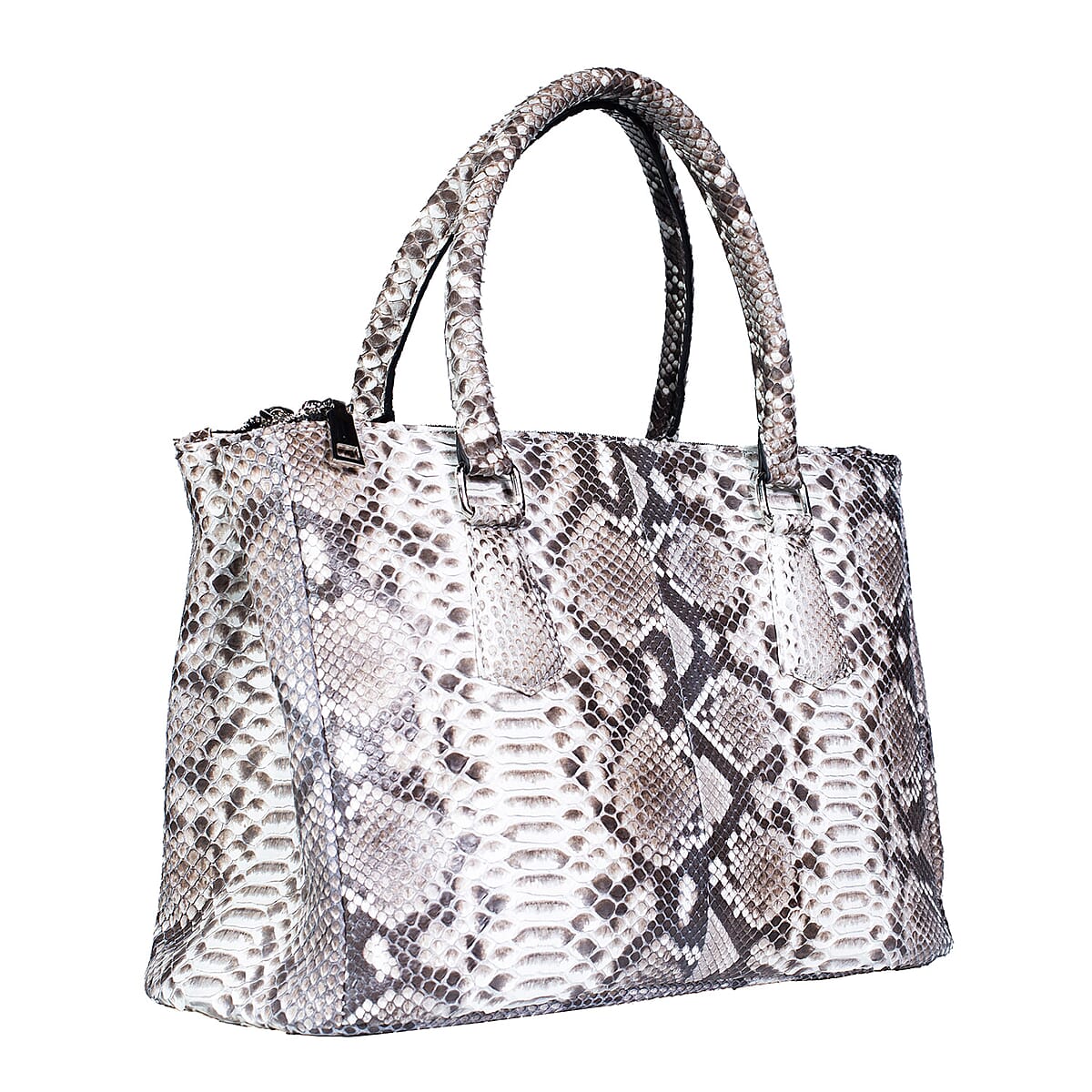 The Grand Pelle Handcrafted Natural Genuine Python Leather Satchel Bag image number 4