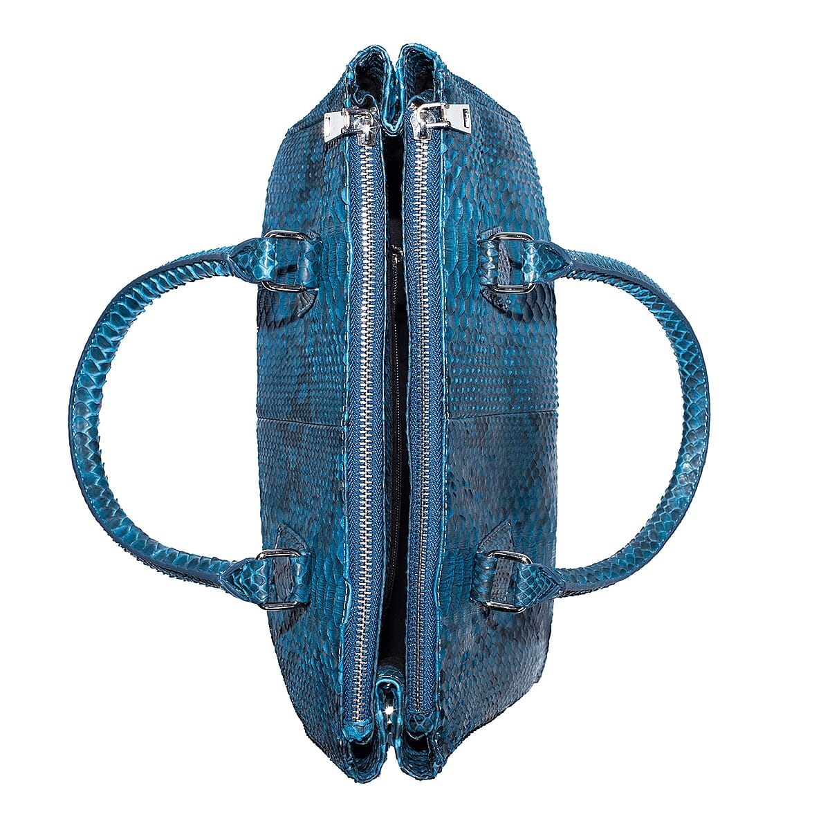 The Grand Pelle Handcrafted Blue Genuine Python Leather Satchel Bag image number 5