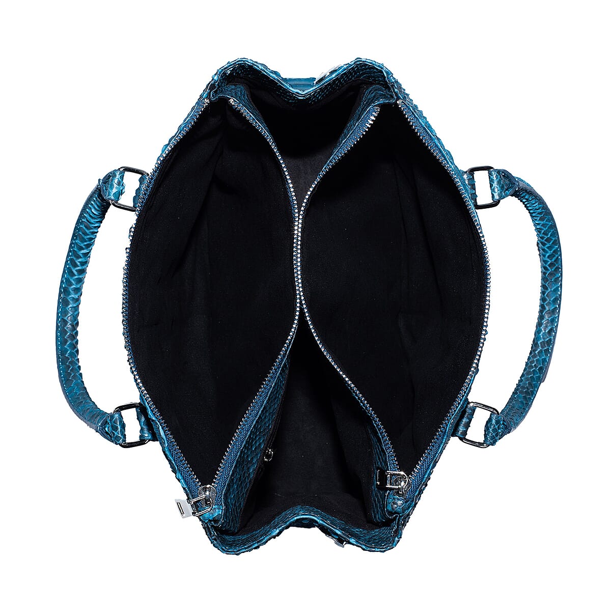 The Grand Pelle Handcrafted Blue Genuine Python Leather Satchel Bag image number 6