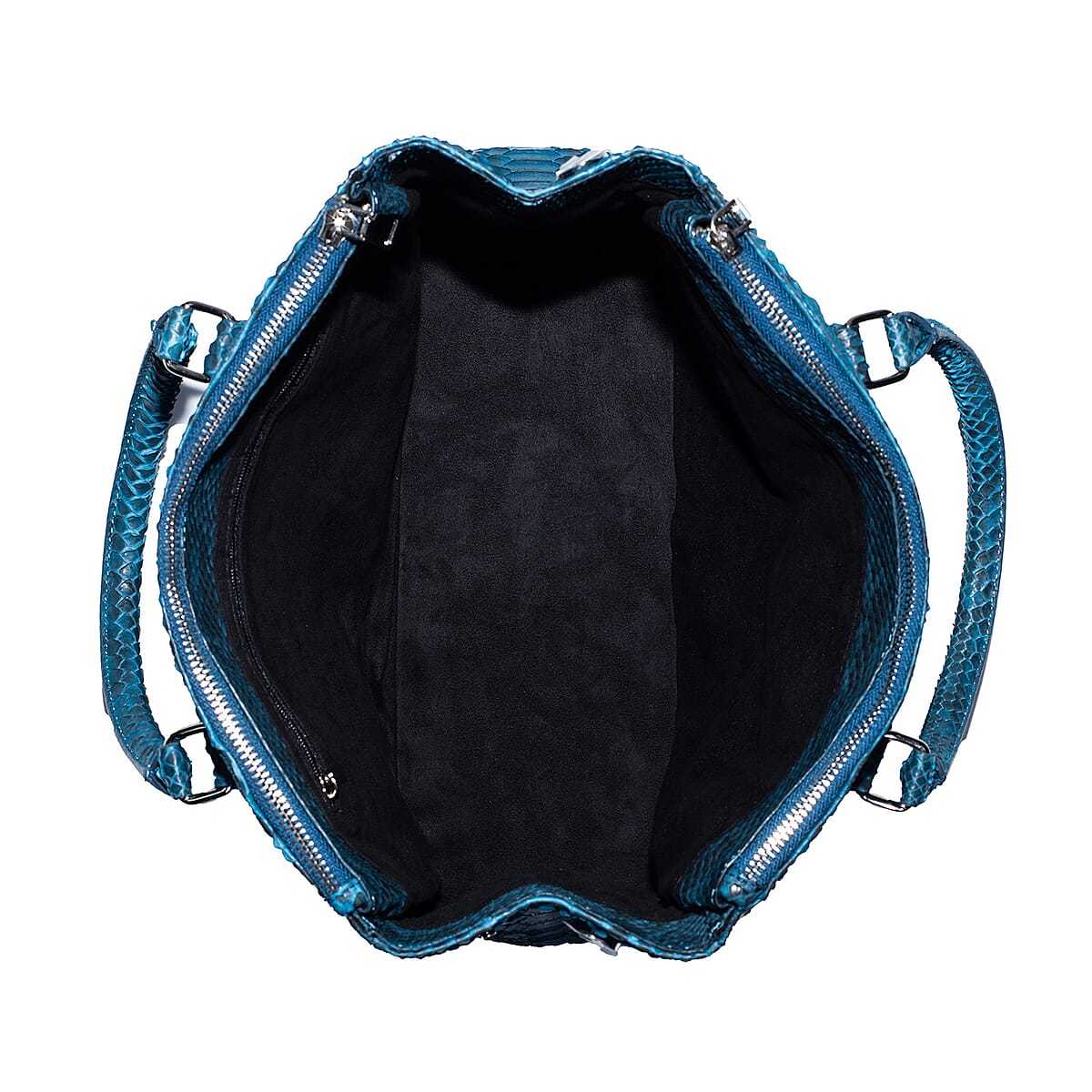 The Grand Pelle Handcrafted Blue Genuine Python Leather Satchel Bag image number 7