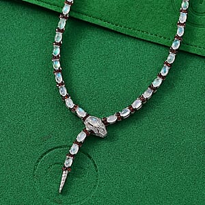 GP Trionfo Collection Rainbow Moonstone and Multi Gemstone 10.80 ctw Serpentine Necklace 18 inches in Rhodium Over Sterling Silver