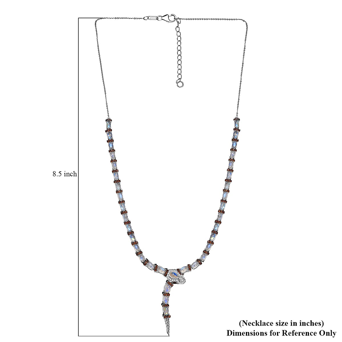 GP Trionfo Collection Rainbow Moonstone and Multi Gemstone 10.80 ctw Serpentine Necklace 18 inches in Rhodium Over Sterling Silver image number 6