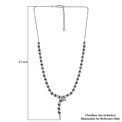 GP Trionfo Collection Rainbow Moonstone and Multi Gemstone 10.80 ctw Serpentine Necklace 18 inches in Rhodium Over Sterling Silver