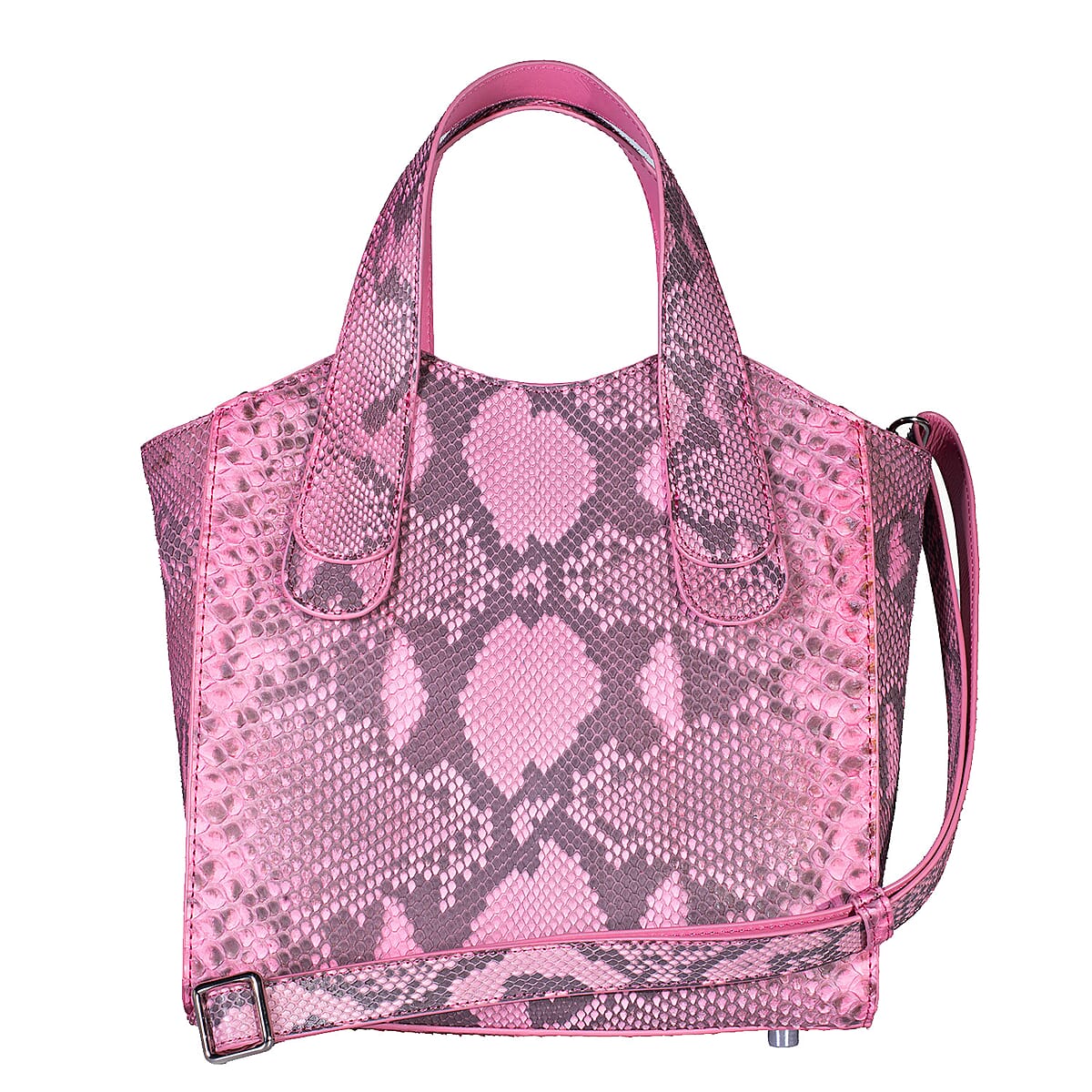 Grand Pelle Pink Genuine Python Leather Tote Bag with Shoulder Strap image number 0