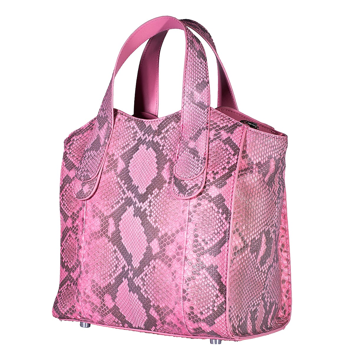 Grand Pelle Pink Genuine Python Leather Tote Bag with Shoulder Strap image number 4